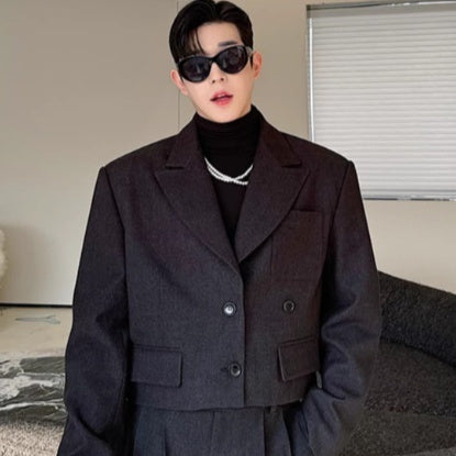 Two Piece Retro Thick Short Casual Suit Set For Niche Designers